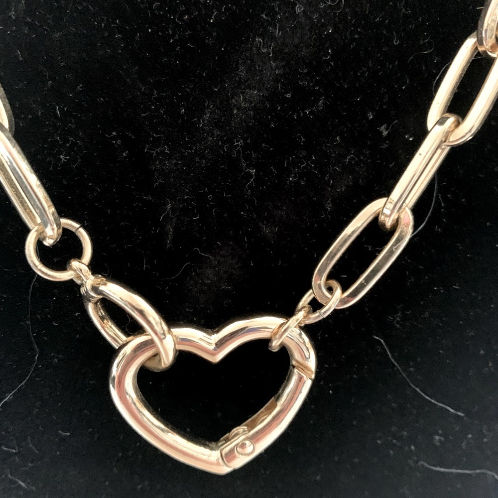 Heart necklace paper clip necklace with removable heart pendant. 20 inches